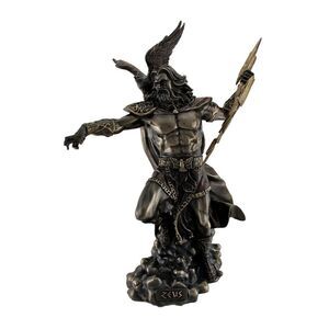 Zeus Greek God of Thunder w/Aetos Dios Wielding Lightning Bolt Statue